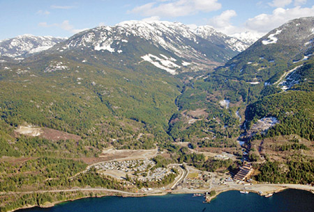 An aerial view of Britannia Beach