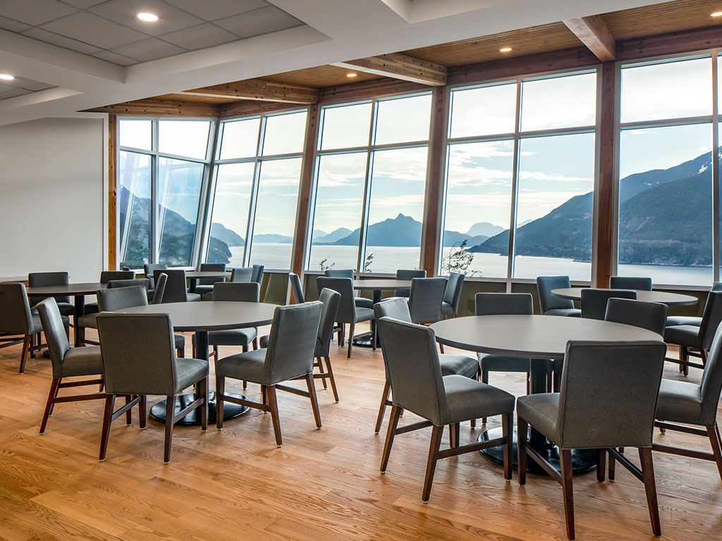 Copper Ridge dining room looking out over Howe Sound